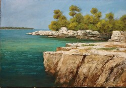 Lantos György: Sziklás tengerpart 40x60 cm
