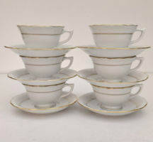 HIBÁTLAN! Herendi fehér rokályos  6 db porcelán mokkáscsésze + alj