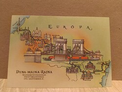 Duna-Majna-Rajna víziút levelezőlap – Mafitt Szalon '92 alkalmi bélyegzéssel (1992)