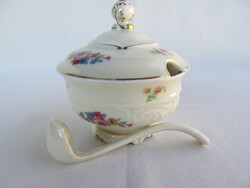 Német Friederike KPM porcelán cukortartó + porcelán kanál