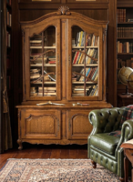 Baroque Style Wooden Bookcase or Sideboard in Oak