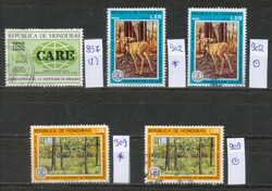 Honduras bélyeg válogatás (5 db) – Természetvédelem és CARE jubileum 1975