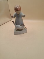 Zsolnay porcelán figura, Sinka A., Annuska,  kislány cicával,  ajánljon!