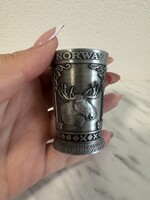 Norvég fém felespohár – Viking, viking hajó és szarvas motívumok