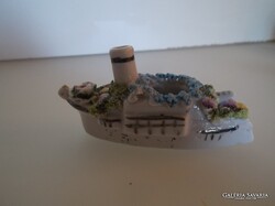 FOGPISZKÁLÓ TARTÓ - PORCELÁN - HAJÓ - ANTIK - 9 x 4 x 3,5 cm - HIBÁTLAN