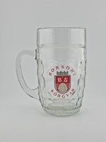 Ritka retro Borsodi Sörgyár söröskorsó / Kockás üvegkorsó