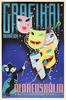 Ifj. Richter Aladár Grafikai munkások álarcosbálja 1930 vintage reklám plakát reprint nyomat maszk
