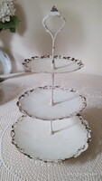 Shabby Chic stílusú fém emeletes kínáló