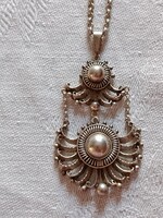 Antik, 800-as finomságú ezüstből készült szecessziós (Art Nouveau / Jugendstil) nyaklánc és függő!