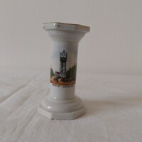 Porcelán emlék mini "posztamens", gyertyatartó Üdvözlet Siófokról