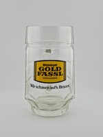 Retro Ottakringer Gold Fassl söröskorsó / Osztrák kockás üvegkorsó