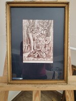 Józsa János - Zenélők 10/2 rézkarc 28x37 cm kerettel