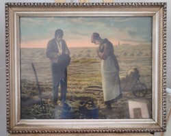 Jean-François Millet (L'Angélus) festményének nyomata 57x47 cm kerettel