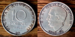 V 5621 Magyarország ezüst 10 forint 1948 Széchenyi