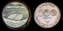 W 0810 Magyarország ezüst 500 forint 1986 Labdarúgó Világbajnokság Mexikó (stadion)