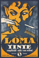Loma tinta 1915 vintage svájci reklám plakát reprint nyomat ördög toll