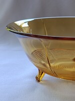 Art deco stílusú borostyánszínű üveg KÍNÁLÓTÁL / KOMPÓTOSTÁL