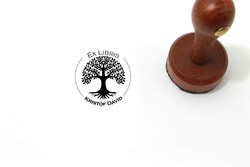 Ex libris stamp with own name - wood pattern