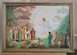 Deák László Jézus megjelen az apostolok előtt  festmény 57x40 cm kerettel