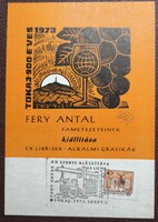 Fery Antal (1908-1994) Kiállítása 1973 szignózott, Tokaj