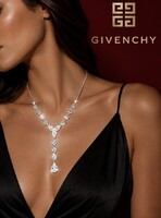 Givenchy körte alakú kristályos Lariat / Y-nyaklánc gyönyörű nyaklánc könnycsepp alakú kővel.