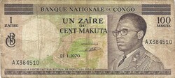 1 zaire 100 makuta 1970.01.21. Kongó