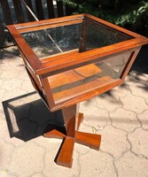 Antik Art Deco vitrinasztal italkínáló asztal vagy ékszertartó asztalka régi kifordítható bárasztal