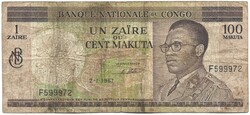 1 zaire 100 makuta 1967.01.02. Kongó