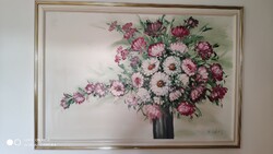 Bánkuti Gertrúd Virágcsendélet olajfestmény 80x120 cm