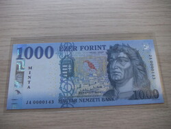 1.000 Forint 2021 MINTA   JA 0000143  Alacsony sorszám