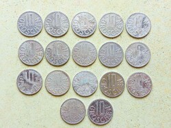 Ausztria 17 db Különböző Érme 10 Groschen 1972-1995