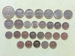 Hollandia 28 db Különböző Érme 10 25 Cents 1 Gulden 1950-1998