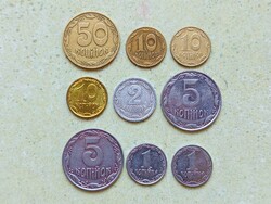 Ukrajna 9 db Különböző Érme 1 2 5 10 50 Kopek 1992-2022