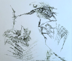Almásy Aladár: Vesződő Jézus (dedikált rézkarc, 1976, 1970-es évek)