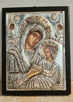 Gyönyörű Mária és gyermeke angyalokkal Ikon nagyméretű  29 x 22 cm