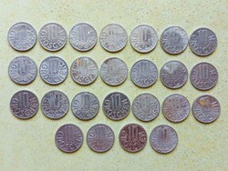 Ausztria 25 db Különböző Érme 10 Groschen 1967-1998