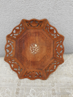 Indiai intarziás szantálfa falitányér, dísz.27x5x3,5 cm