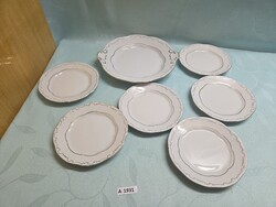 A1931 Zsolnay tollazott 6+1 süteményes szett 24 és 16 cm