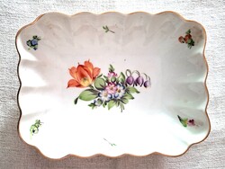 Herendi porcelán hamutál / kínáló tálka – Tulipán mintás (BT), aranyozott peremmel