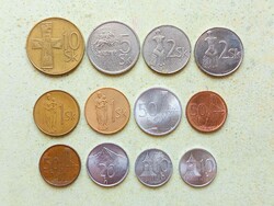 Szlovákia 12 db Különböző Érme 10 20 50 Halierov 1 2 5 10 Korona 1993-2002