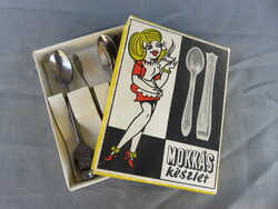 Retro Vintage Nőnapi Mokkás Kávés Kanál Készlet Eredeti Dobozában
