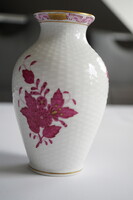 Herendi Apponyi lila kézzel festett porcelán váza - 14,5 cm