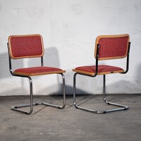 Marcel Breuer "Cesca" stílusú csővázas kárpitos szék