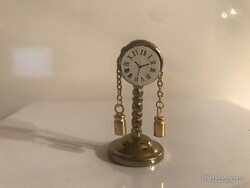 FÉM - RÉZ - MINIATŰR - ÓRA  - 4 dkg - TÖMÖR - 5 x 2,5 cm - RETRO - OSZTRÁK - HIBÁTLAN