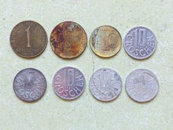 Ausztria 8 db Különböző Érme 10 50 Groschen 1 Schilling 1982-1995