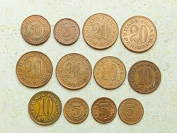 Jugoszlávia 12 db Különböző Érme 5 10 20 25 50 Para 1965-1982