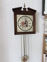 Schmeckenbecher West Germany mechanikus falióra – Fragonard számlap, eredeti súlyok, működő