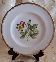 Virágos, szarkalábas porcelán tányér, dísztányér (L6218)