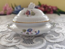 Eladó gyönyörű régi porcelán hollóházi Hajnalka mintás bonbonier rózsával,fulekkel!