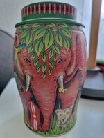 Gyűjtői Williamson Tea"Kenyan Earth"elefántos fémdoboz hibátlan állapotban magasság 16,5 átmérő 10cm